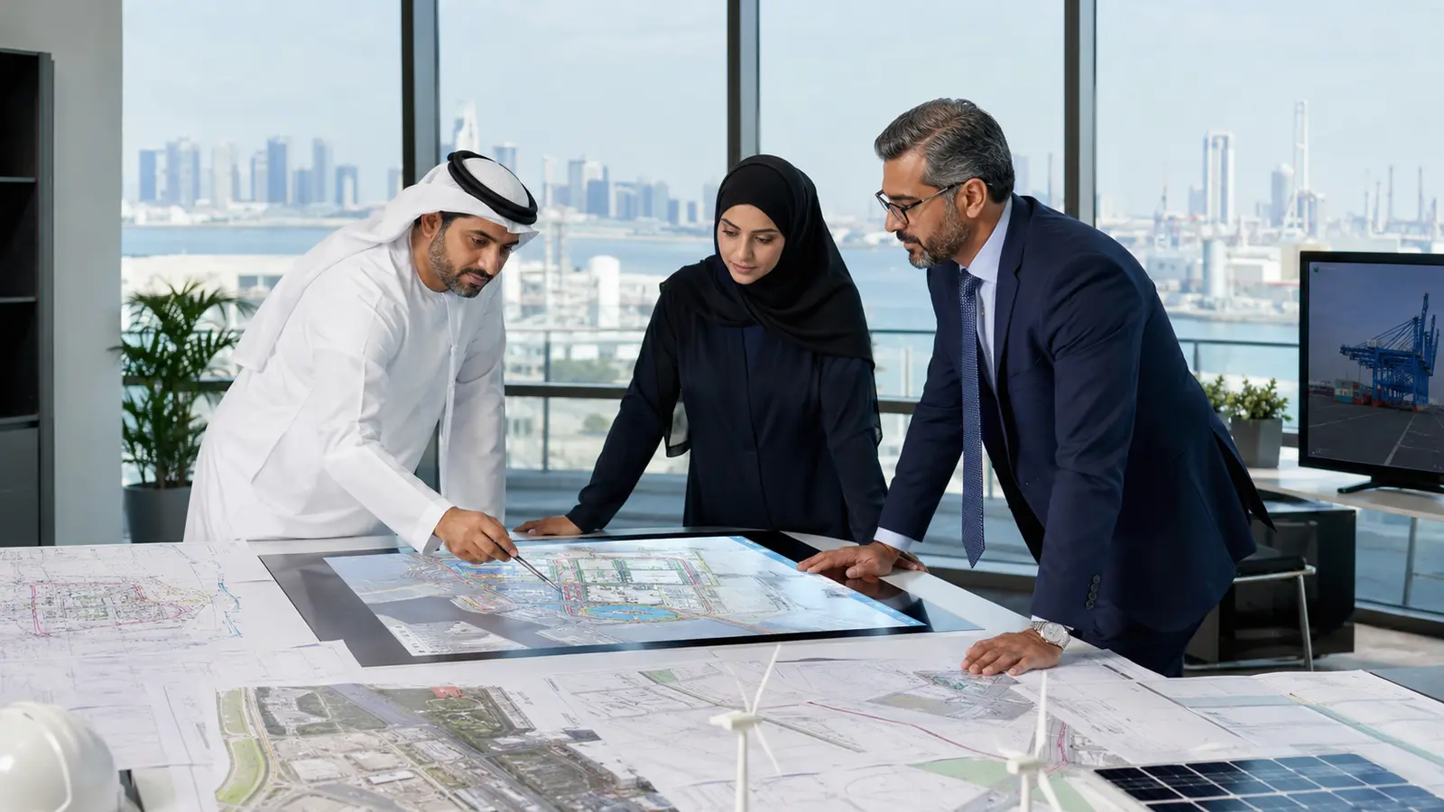 Engineering consultants coordinating municipal, port, transport, utility, fire and energy approvals in Abu Dhabi